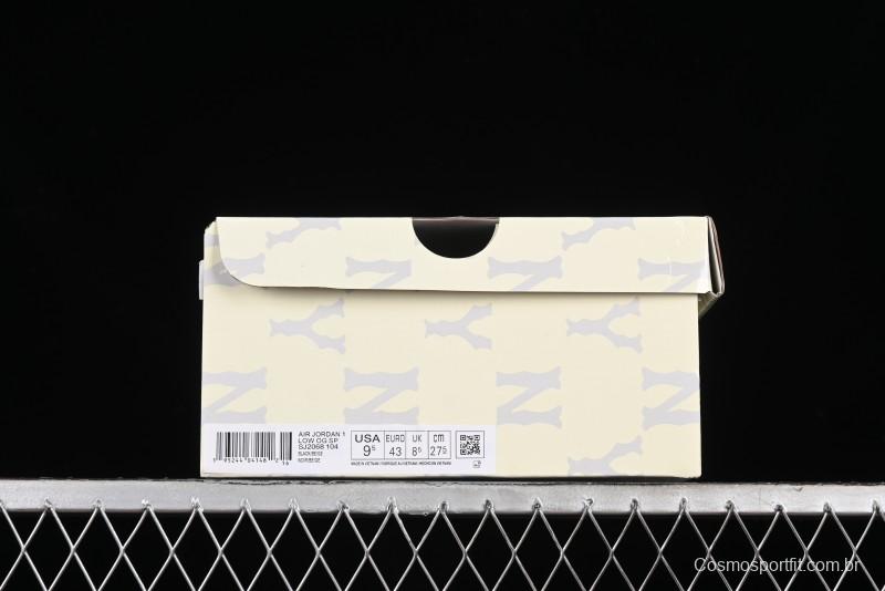 Nike Travis Scott x Fragment Design x Air Jordan 1 Low OG SP AJ1 MLB Collaboration - NY Black Print Low Top Casual Sneakers SJ2068-104