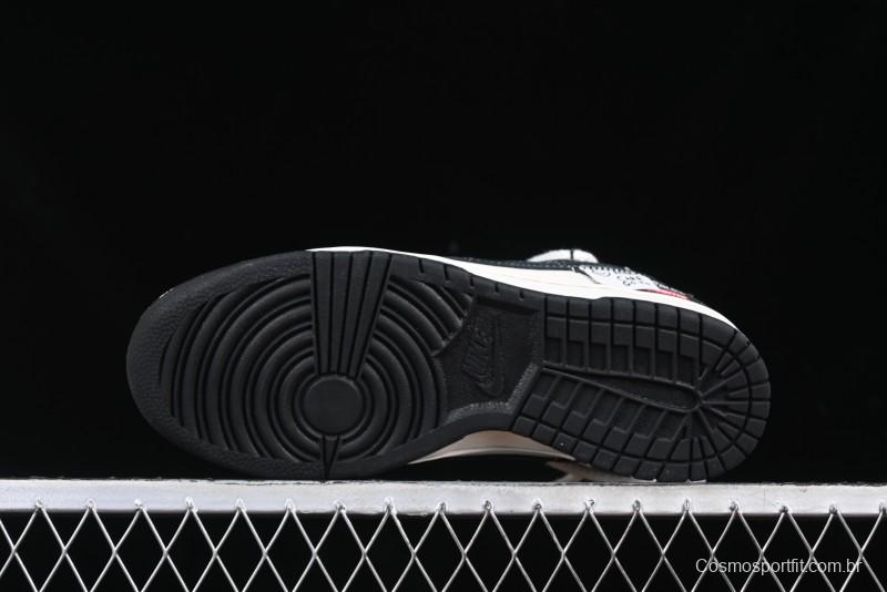 Nike SB Dunk Low Supreme x Stone Island Triple Collaboration Strap Patch Black Swoosh Anniversary Custom Low-Top Casual Skate Shoes - YX5066-202